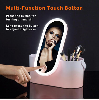 LED Portable Makeup Vanity Mirror with Storage Case
